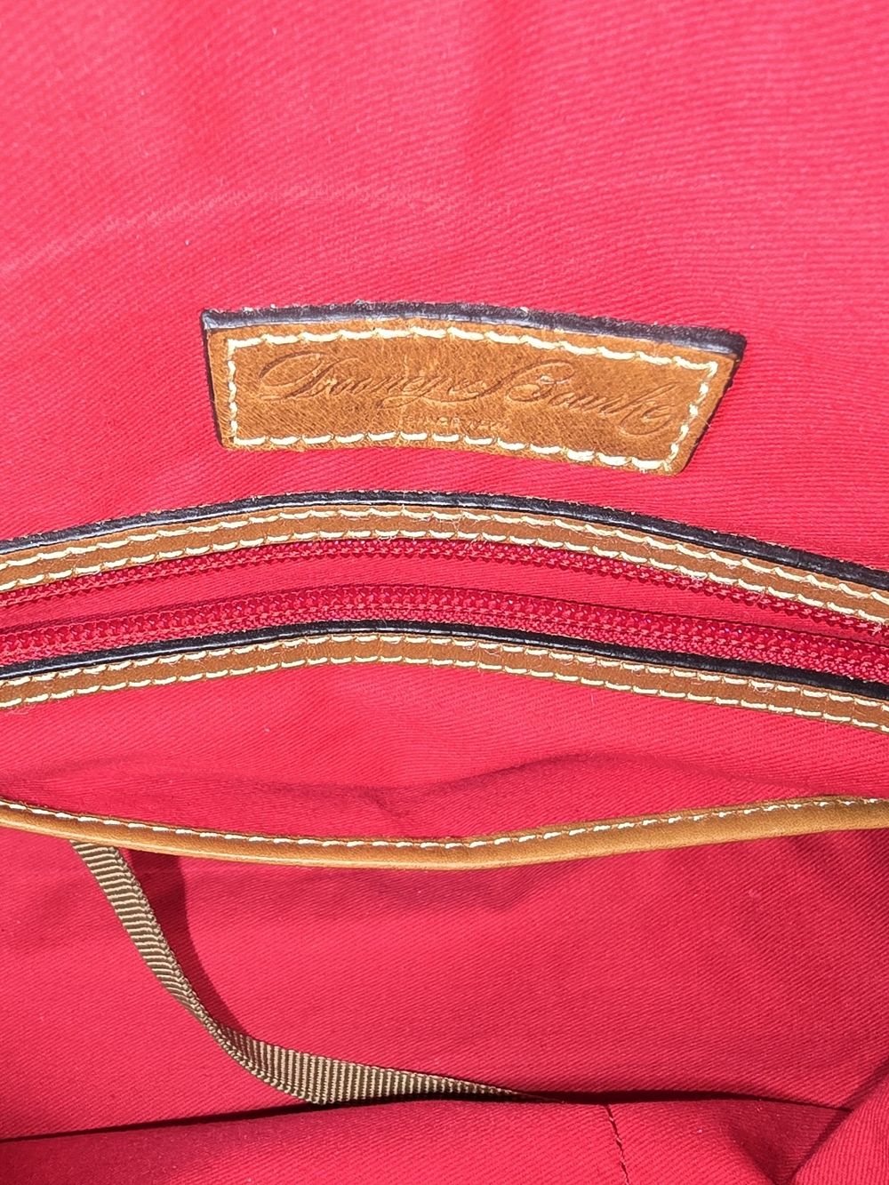 Dooney & Bourke Black Leather Satchel with Tan Trim - Picture 6 of 16